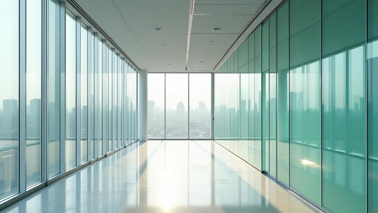 High-end modern office space being deep cleaned after renovation work