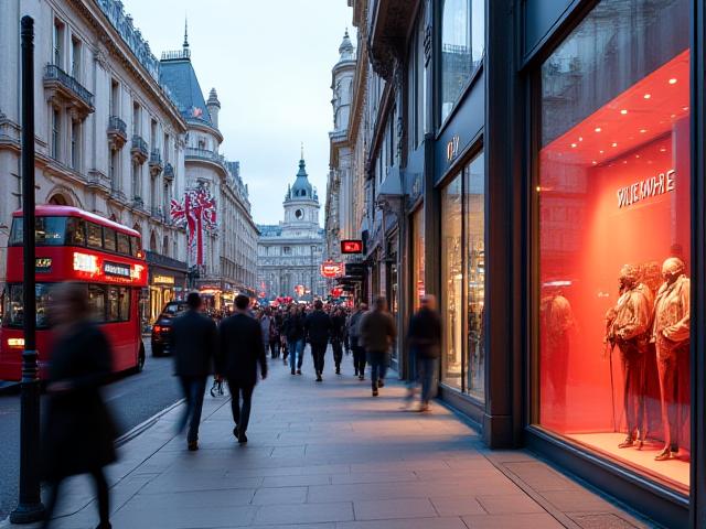 Busy street scene in London's West End near Piccadilly Circus