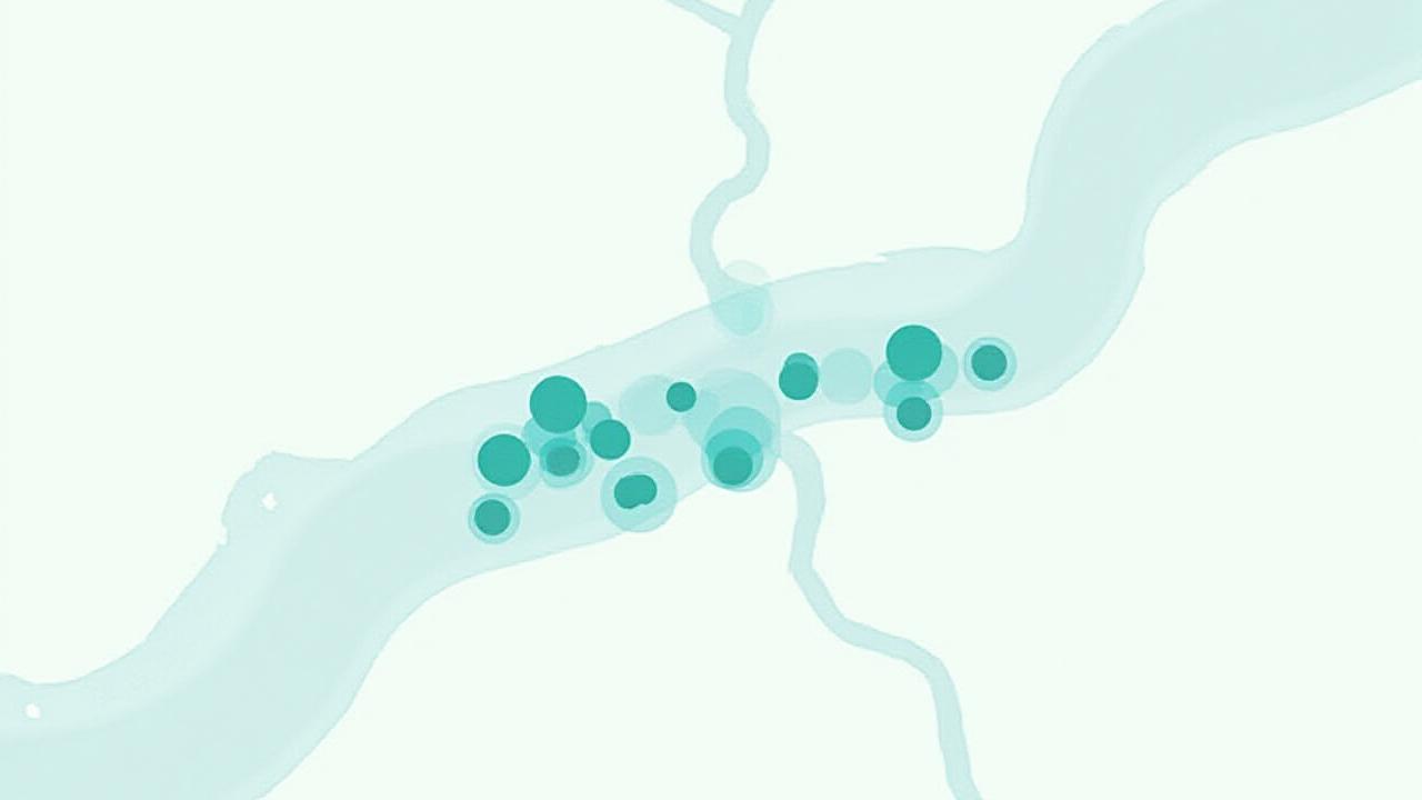 Styllized map of London highlighting SE1, Canary Wharf and the City of London