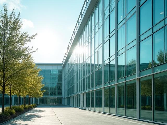 Large university windows being cleaned