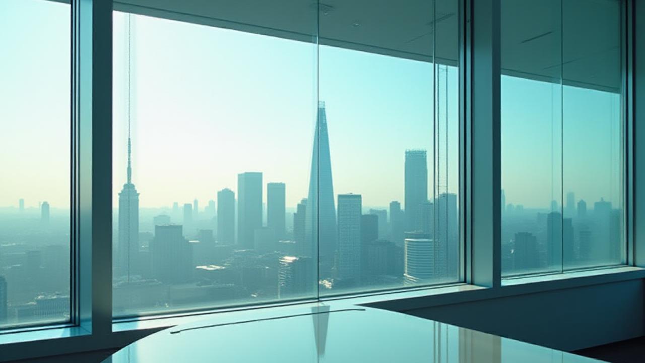 Clean office windows overlooking the Gherkin in London